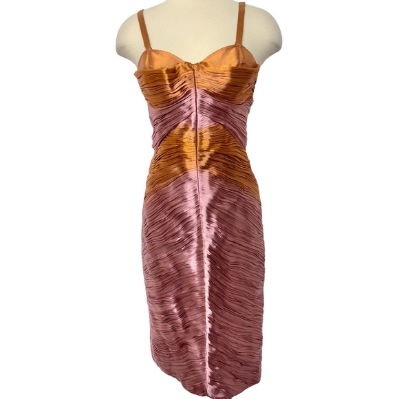 Burberry Prorsum Runway Metallic Lamé Pleated Bustier Dress Bodycon IT 42 / US 8 - Picture 1 of 15